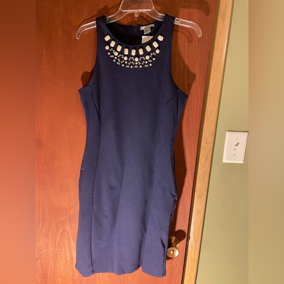 Elegant Navy Blue Sleeveless Dress. New with tags. - Picture 3 of 8
